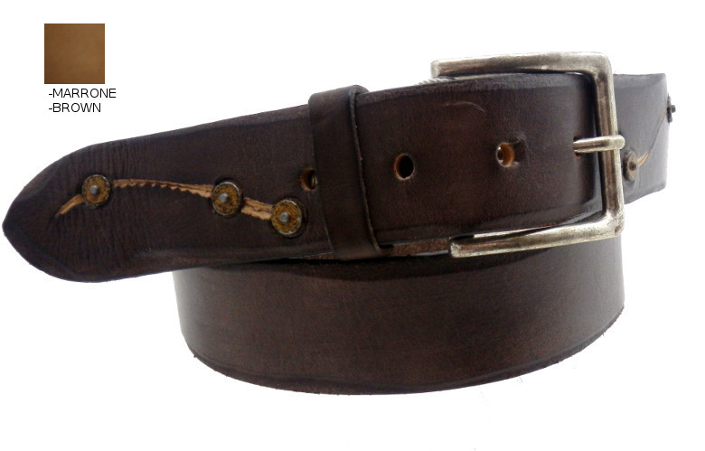 Cintura in cuoio lavato - marrone - 40mm